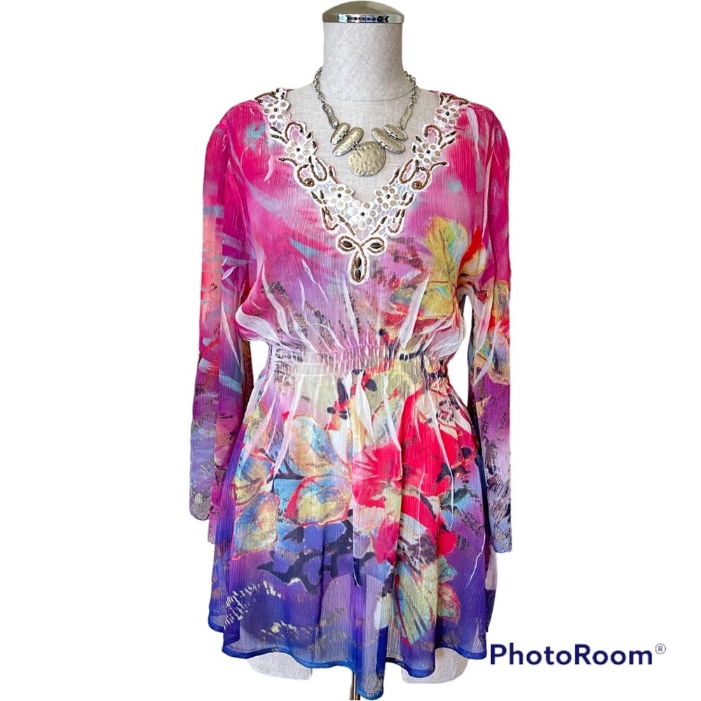 Beautiful Pastel Sheer Blouse